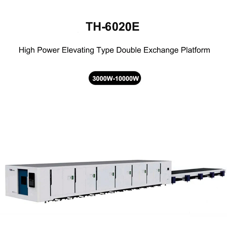 Máquina cortadora láser de fibra de intercambio doble con elevación de alta potencia TH-6020E/TH-6025E/TH-8025E/TH-12025E
